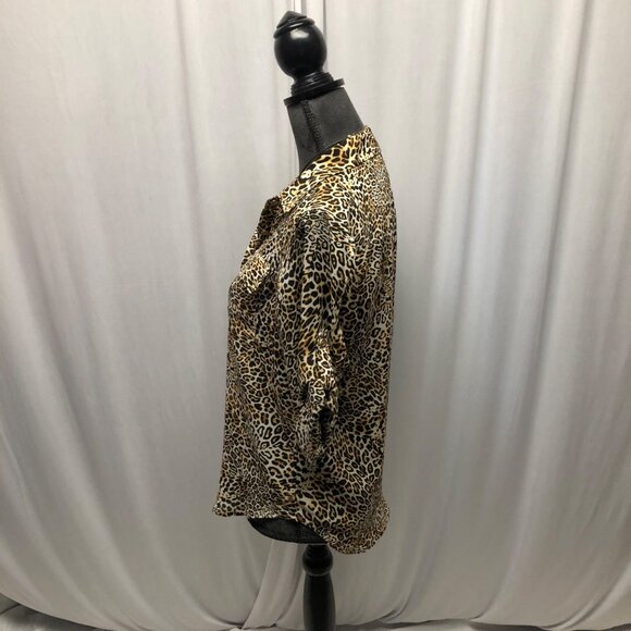 Jones New York Sport Leopard Print Shirt Womens Sz Petite Small Button-Up Blouse - Picture 3 of 9